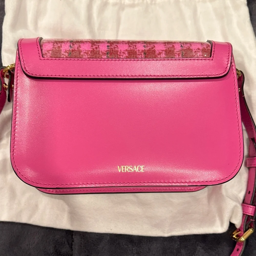 Versace Calfskin Vinyl Small Houndstooth La Medusa Bag *BRAND NEW*
